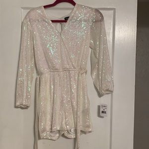 White sequin romper